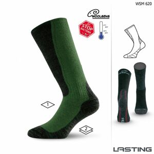 Ponožky Lasting WSM 85% Merino - zimní treking - zelené Velikost: M