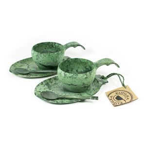 Kupilka Slow Down set - 2x KUKSA - 210 ml + 2x talíř + 2x čajová lžička - Conifer (GREEN)